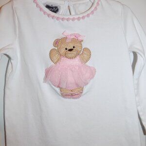MUD PIE Girls 4T/5T White L/S Tshirt Bear Ballerina Tutu Tulle